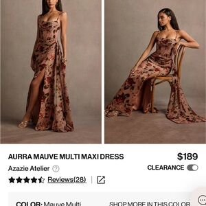 Azazie Mauve Floral Formal Dress